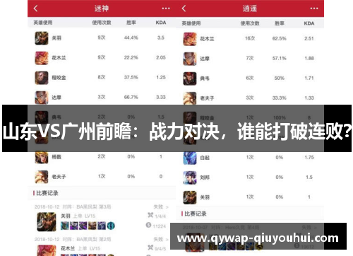 山东VS广州前瞻：战力对决，谁能打破连败？